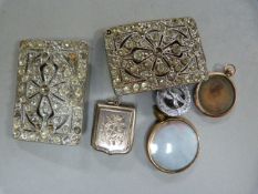 A hallmarked silver locket, 9 ct Locket and three silver pieces