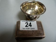 A Hall marked silver salt and a silver matchbox holder