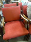 4 red upholstered chairs