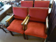 4 red upholstered chairs