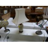 Two Tiffany style lamps and and oriental lamp