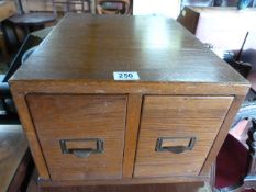 Oak filing box with two drawers