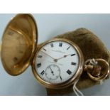 Gold plated Hunter watch by W Caney, Waltham watch depot