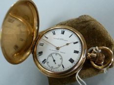 Gold plated Hunter watch by W Caney, Waltham watch depot