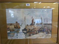A Watercolour by Dick Hague - of a harbour scene