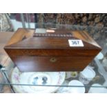 A Victorian rosewood tea caddy