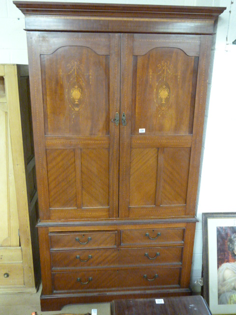 Edwardian inlaid linen press