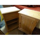 Two similar pine bedside cabinets