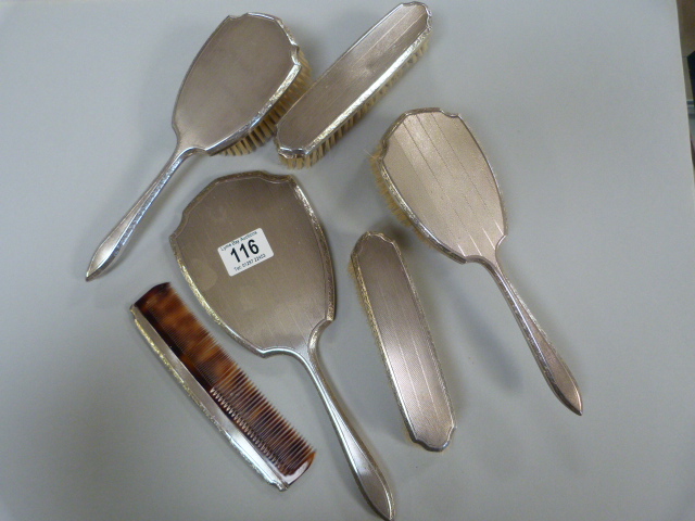A hallmarked silver brush set comprising of six pieces - Image 2 of 3