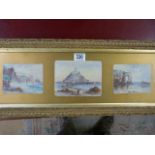 A tryptych of watercolours of coastal scenes signed E White 1898 ( ?)