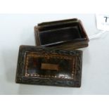 An antique tortoiseshell box inlaid with gold A/F
