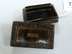 An antique tortoiseshell box inlaid with gold A/F