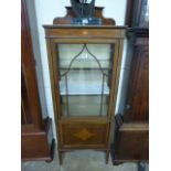 Edwardian inlaid display cabinet with music cabinet under