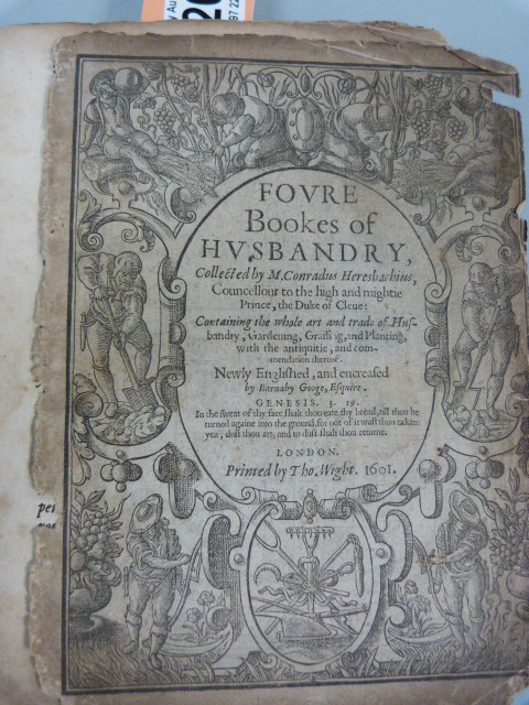 Volume -" Foure Bookes of Husbandry" collected by M.Conradus Heresbachius, printed by Thomas Wight - Image 2 of 3