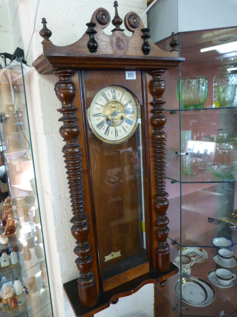 A Viennese wall clock- pendulum, key etc. in office - Image 3 of 3