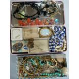 A quantity of costume jewellery in two boxes
