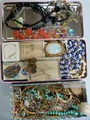 A quantity of costume jewellery in two boxes