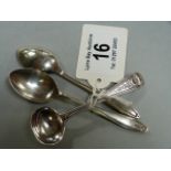 Pair of silver spoons and a salt spoon (all Hallmarked)