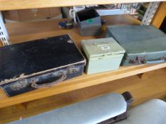 2 small vintage cases and a metal box