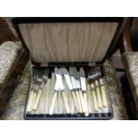 A Cased set of silverplate cutlery