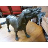 A Large bronze of a hunting dog with pheasant in mouth