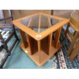 Teak glass topped coffee table/magazine rack