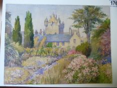 Watercolour of Cawdor Castle, unframed by Caroline A Ross