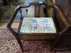 A inlaid piano stool