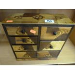 Japanese parquetry miniature chest of drawers