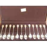 Cased set of 12 hallmarked silver spoons from the RSPB- total weight of spoons 33g