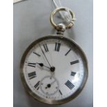 Silver antique pocket watch. 1.9" diameter. The case is marked 0.800 and is numbered 6903.