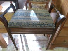 An upholstered piano stool