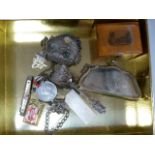 Mauchline ware box, silver plated purse, silver fruit knife etc.