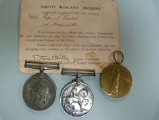 Two WWI medals awarded to Corporal Keetch, Monmouth Regiment and one awarded to Private T Stevens,