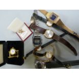 A quantity of various vintage watches, silver ankle chain etc.