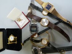 A quantity of various vintage watches, silver ankle chain etc.