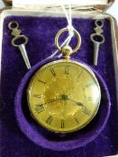 An 18ct gold pocket watch in case