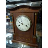 Edwardian inlaid mantle clock- pendulum and key in office