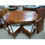 Oriental Dining table with extending leaf and six chairs