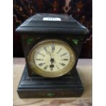 Small slate mantle clock with Malachite decoration