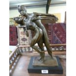A Bronze of Art Deco style dancers side by side