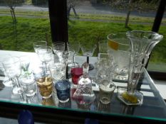 Small quantity of coloured glass etc