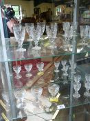 A quantity of cut glass, glass and four decanters