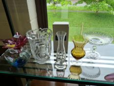 A small quantity of coloured glass inc Murano and Caithness