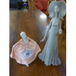 A Lladro figure(A/F) and a Coalport lady