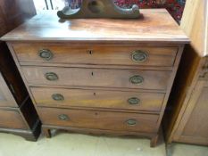 Mahogany chest of four drawers A/F