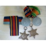 Set of four WW2 medals- Defence medal, war medal, 1939-45 star and Burma star