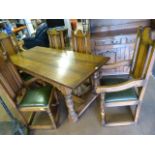 An oak refrectory type table and 6 chairs