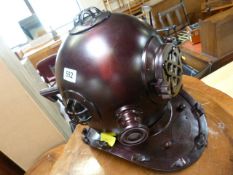 A reproduction bronze Diving Helmet