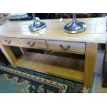 Heavy pine hall table with 3 drawers